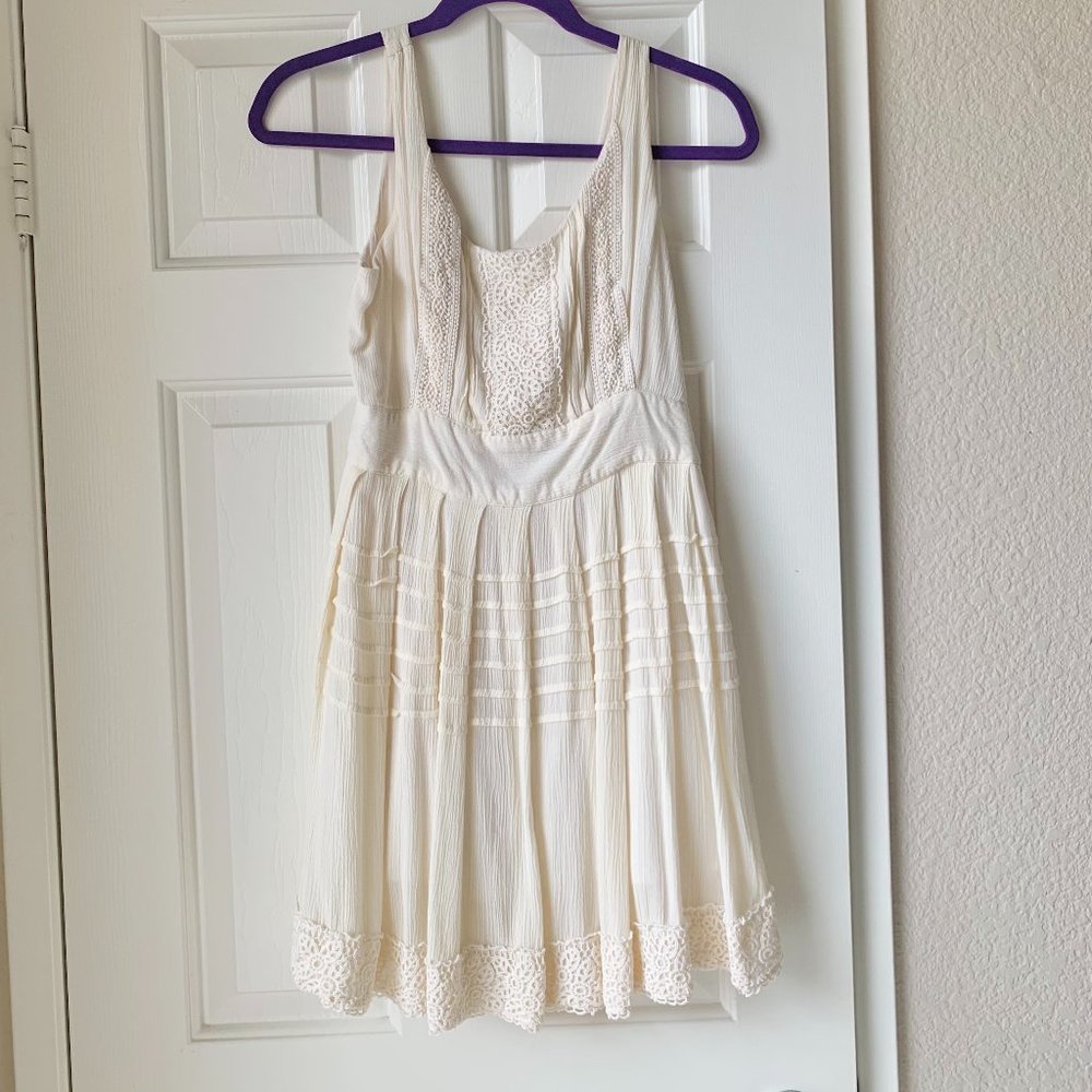 URBAN OUTFITTERS KIMCHI BLUE IVORY TANK DRESS | CROCHET COTTAGECORE | BOHO